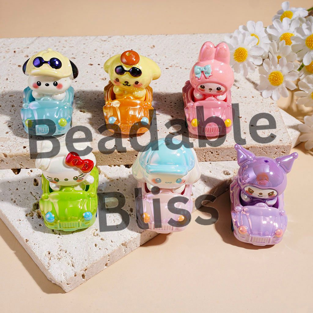 UV-Coated Acrylic Beads Adorable Character and Car, Random Mix (Please Read the Description)