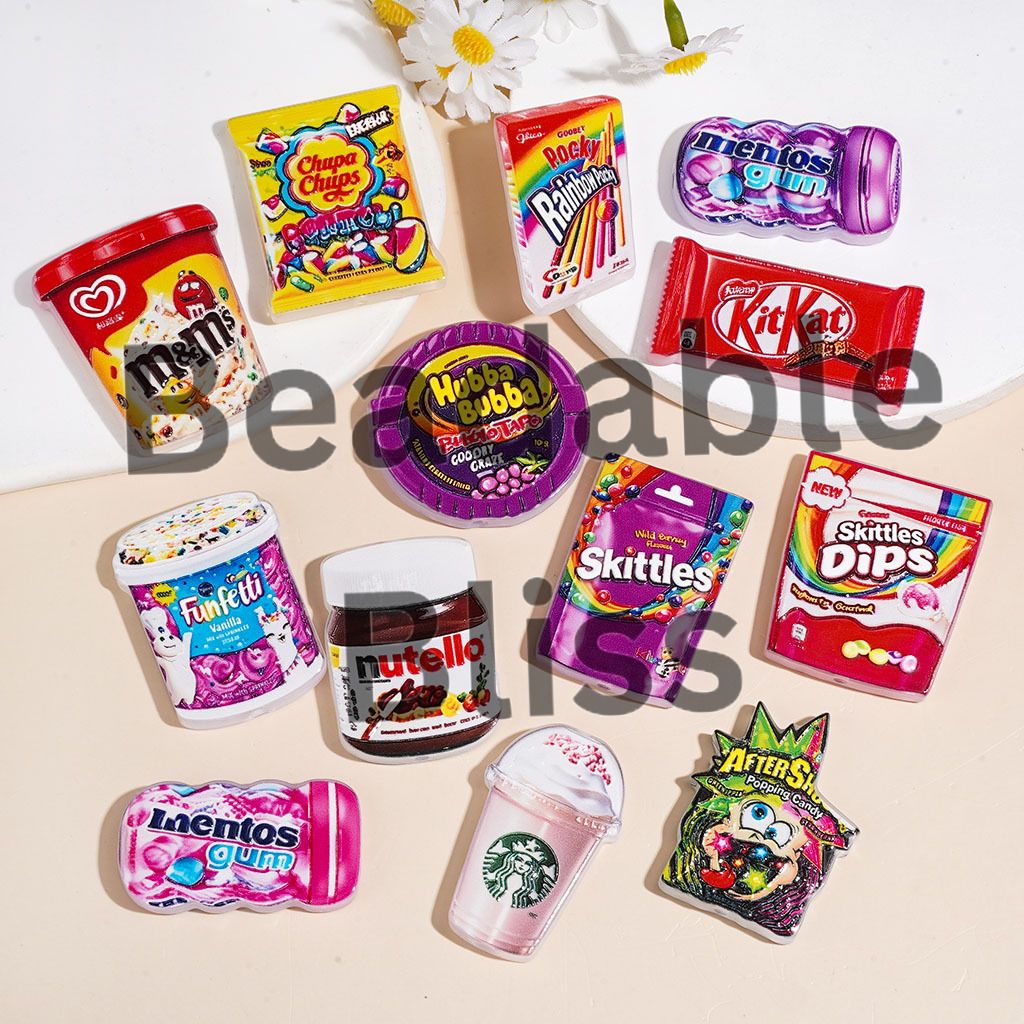 Snacks Series Candy Gum Coffee Chocolate Acrylic Beads, Random Mix
