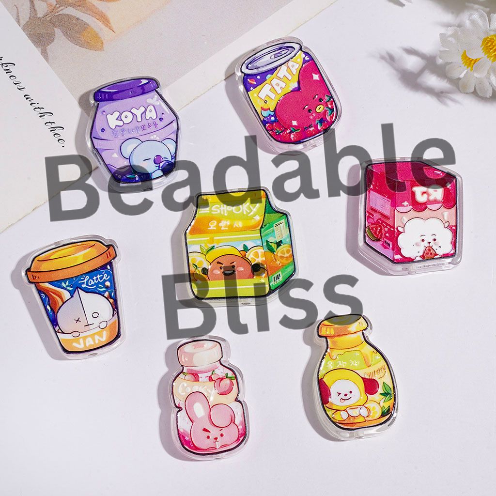 Acrylic Beads Drinking Bottle Series with Korea Boy Group Image, Random Mix