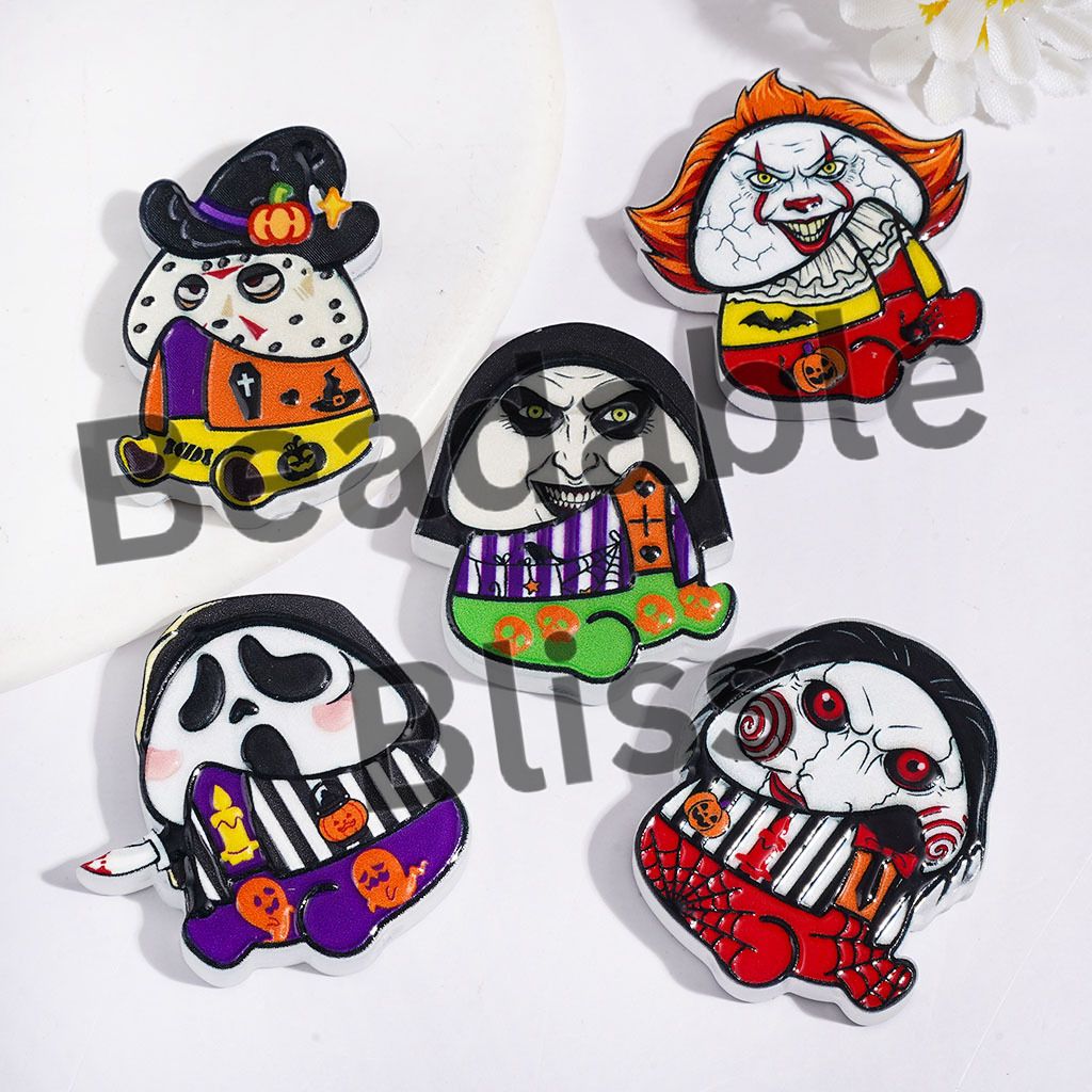 Halloween Ghost Horror Murder Character Series Acrylic Beads, Man Exclusive Theme, Random Mix