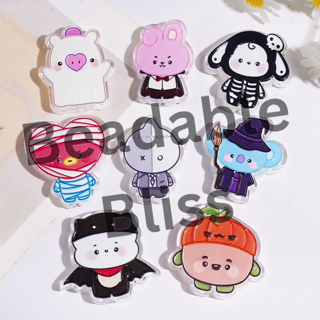 Acrylic Beads Cartoon Image Style Korea Boy Group in Halloween Costume, Random Mix