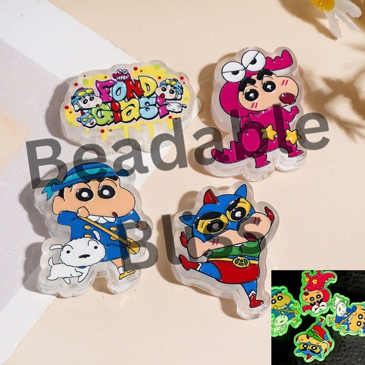 Acrylic Beads Luminous Japanese Anime Funny Boy Character, Random Mix