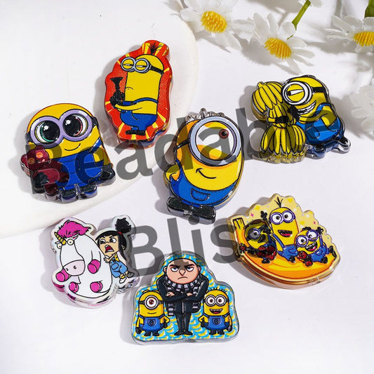 Cute Banana Character Theme Acrylic Beads, Semi-Clear, Random Mix
