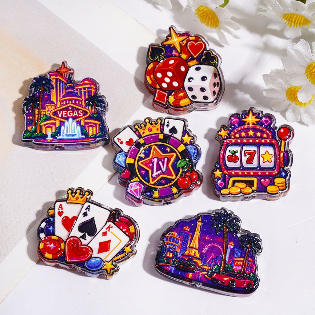 Acrylic Beads Vegas Casinos Poker Series, Semi-Clear, Random Mix
