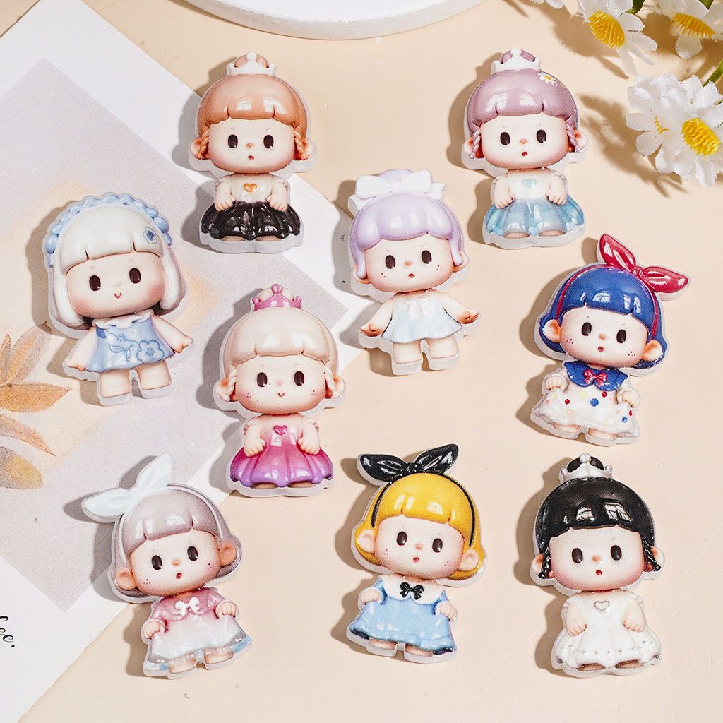 Assorted Dress-Up and Headdress Little Girl Acrylic Beads, Random Mix