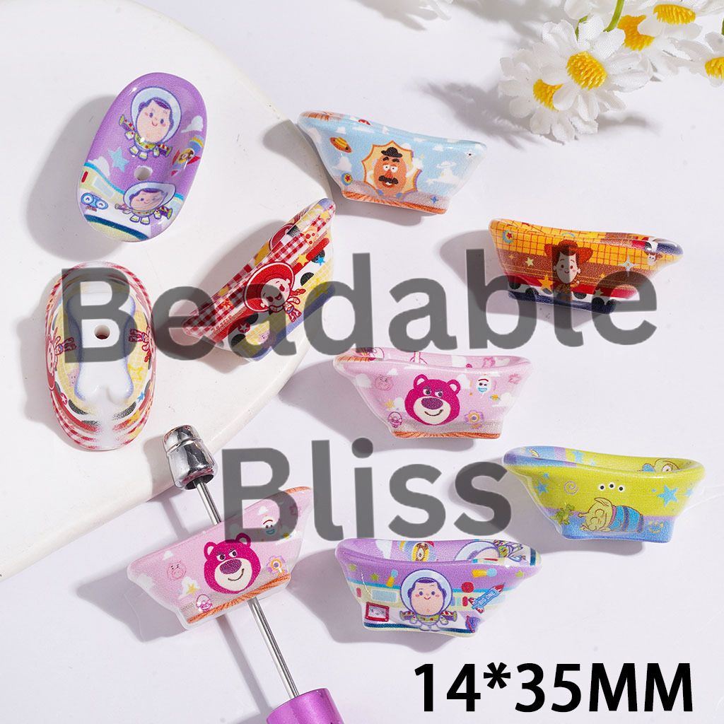 Toy Adventure Character Acrylic Beads, Bathtub Shape, 14*35MM Random Mix
