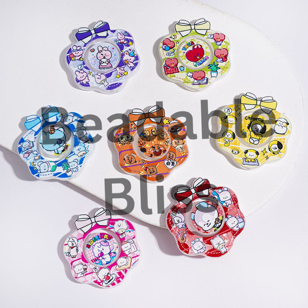 Acrylic Beads Korea Boy Group Image Pattern, Hollowed Wreath with Bowtie and Various Tiny Decoration Piece, Multi-Color Random Mix (Please Read Description)