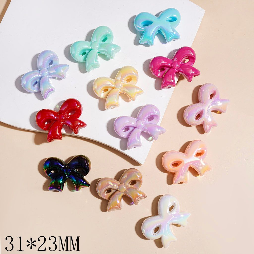Bowtie UV-Coated Acrylic Beads, 31*23MM Multi-Color Random Mix