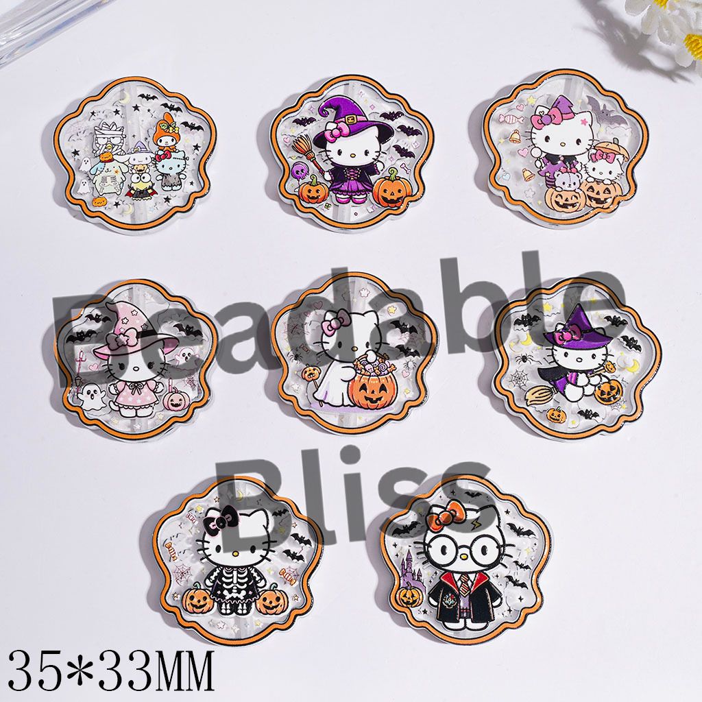 Halloween Theme Adorable Character Acrylic Beads, 35*33MM, Semi-Clear, Random Mix