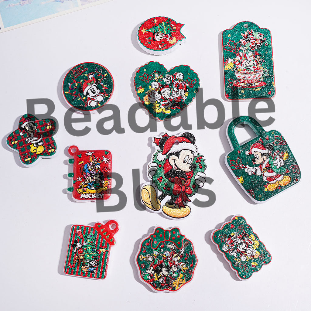Acrylic Beads and Pendants Classic Animal Character Mouse Duck, Christmas Theme, Random Mix