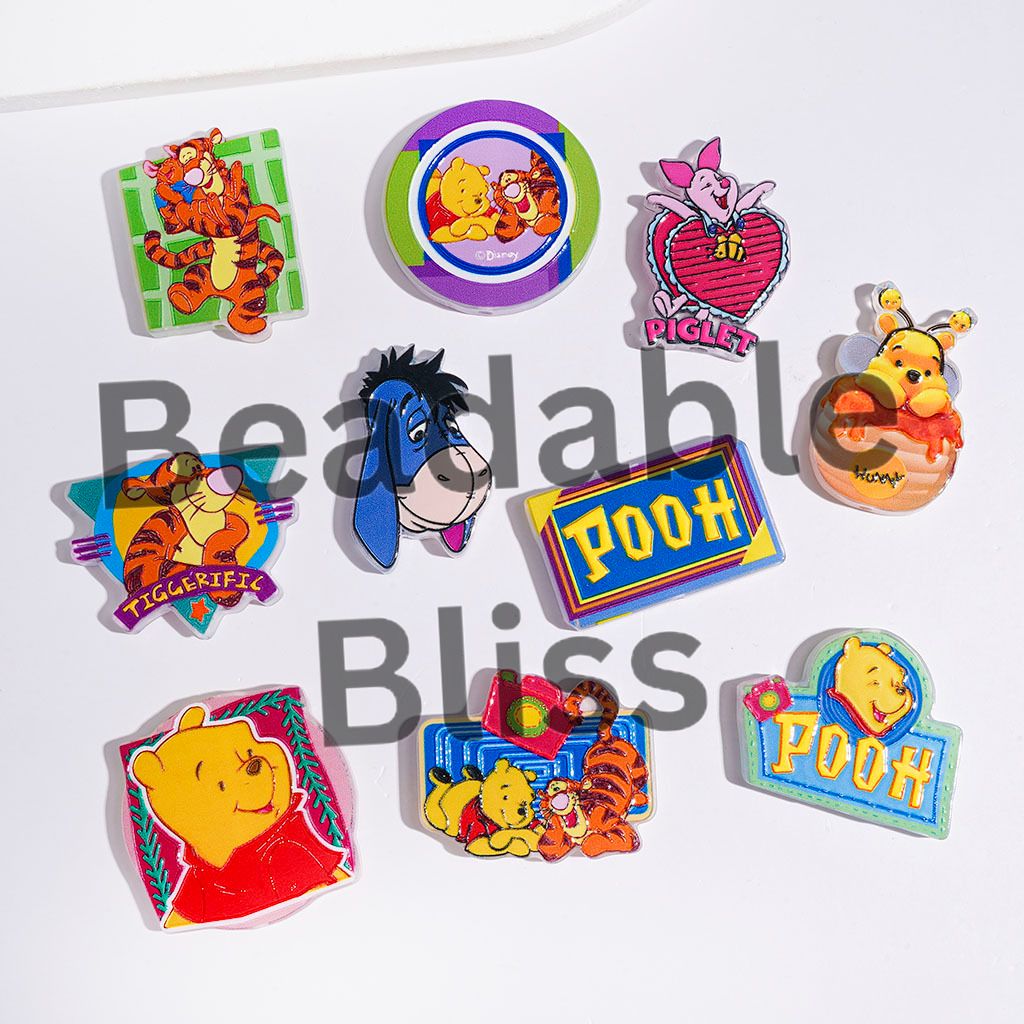 Classic Animation Character Tiger Bear Horse Pig Series Acrylic Beads, Random Mix
