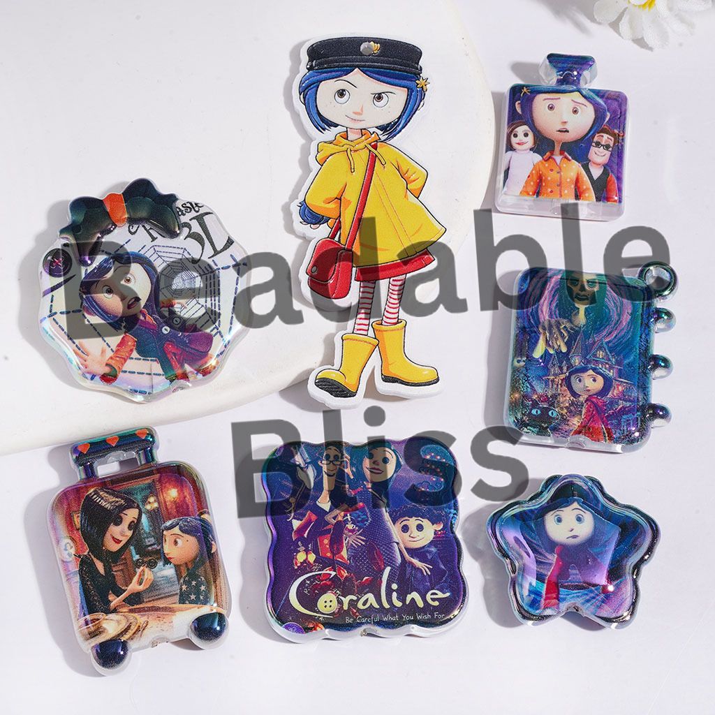 Ghost Mother Character Series UV-Coated Acrylic Beads and Pendants, Random Mix