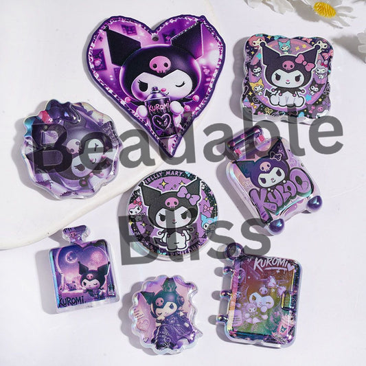 UV-Coated Acrylic Beads and Pendants Evil Girl Character, Halloween Theme, Random Mix