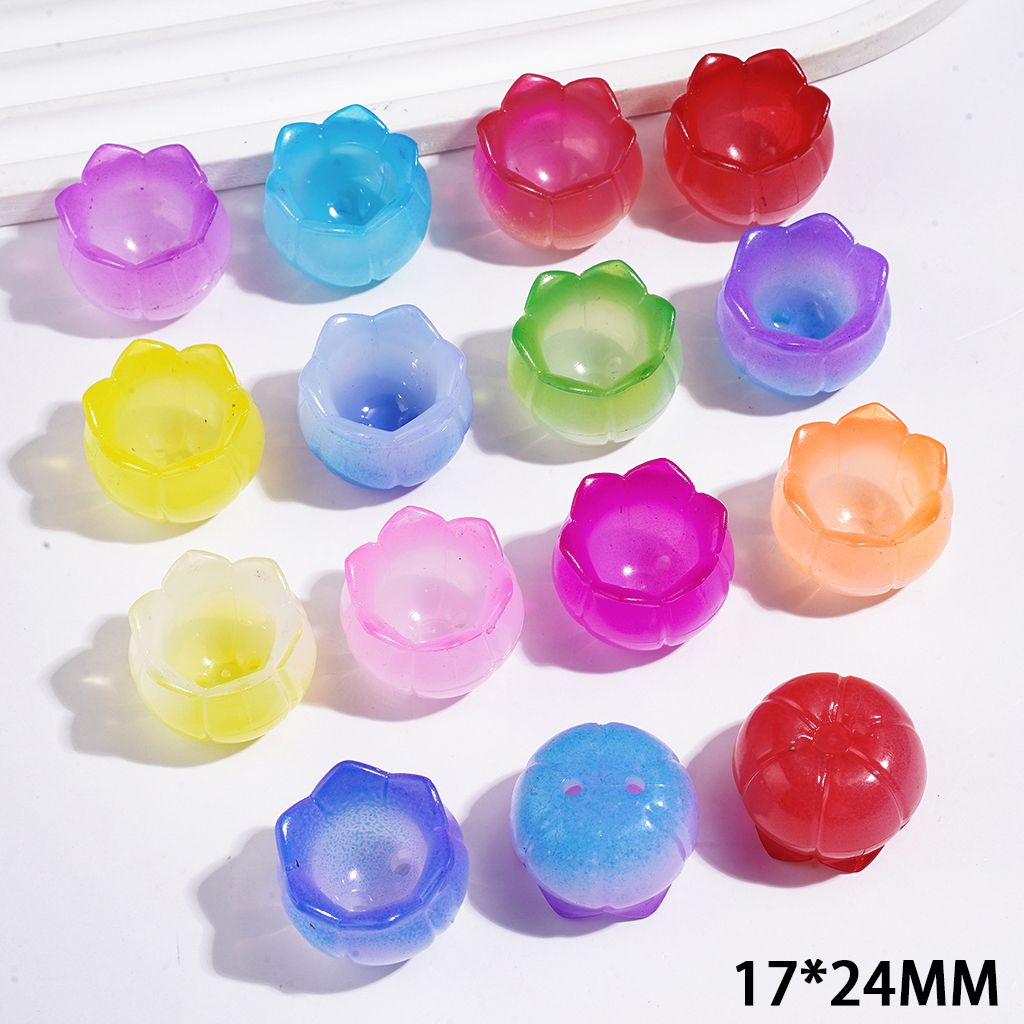 Lily-of-the-Valley Acrylic Beads for DIY Bonsai Decoration or Jewelry Accessory, 17*24MM Multi-Color Random Mix (Double Holes）