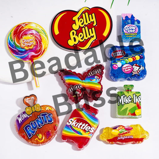 Various Types Candy Theme Acrylic Crackle Beads and Pendants, Random Mix
