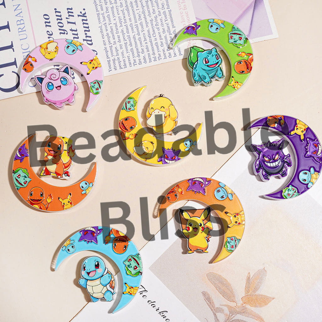 Small Monster Character Series Acrylic Beads Crescent Moon and Mini Piece, Random Mix (Please Read the Description)