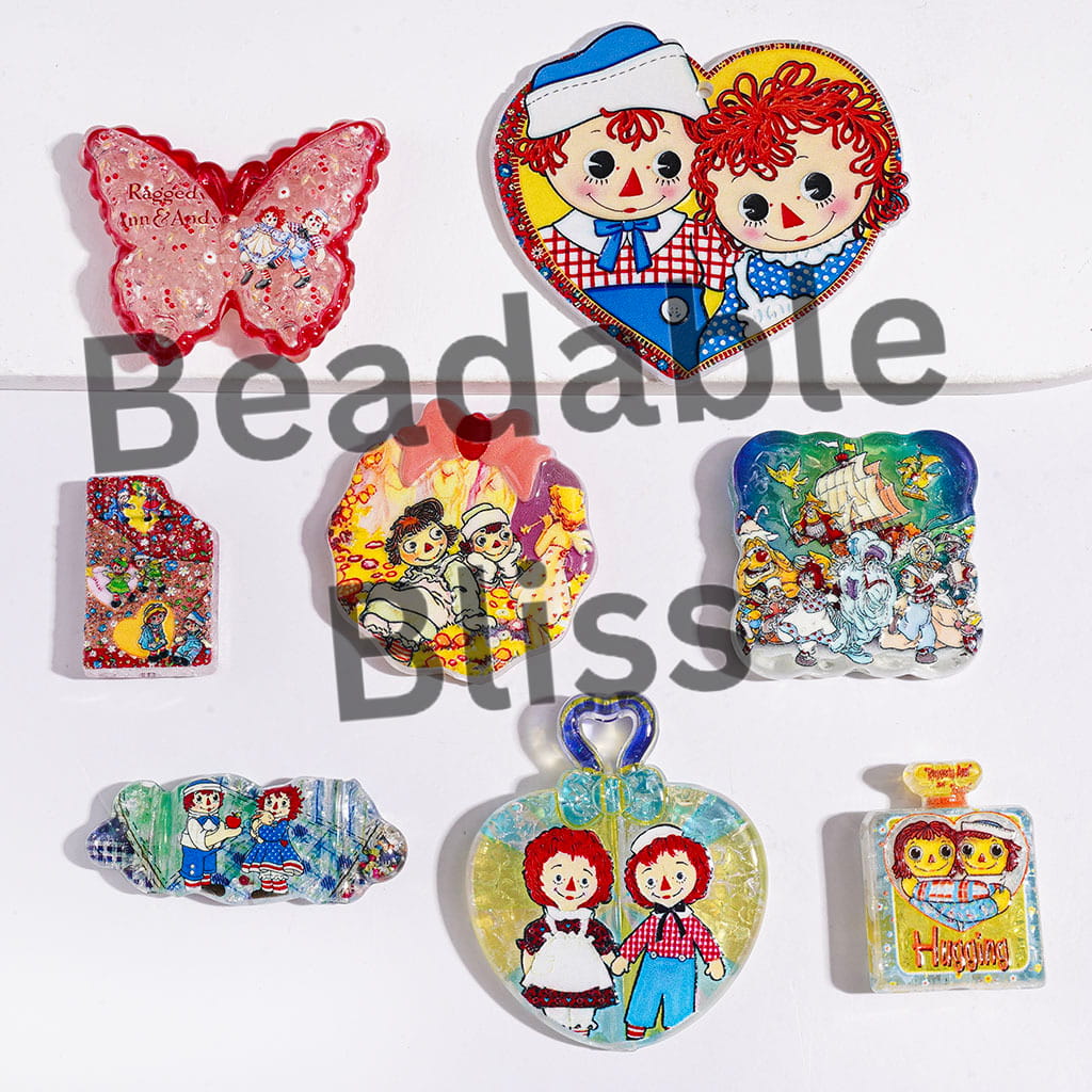 Acrylic Crackle Beads and Pendants with Cartoon Baby Characters, Random Mix
