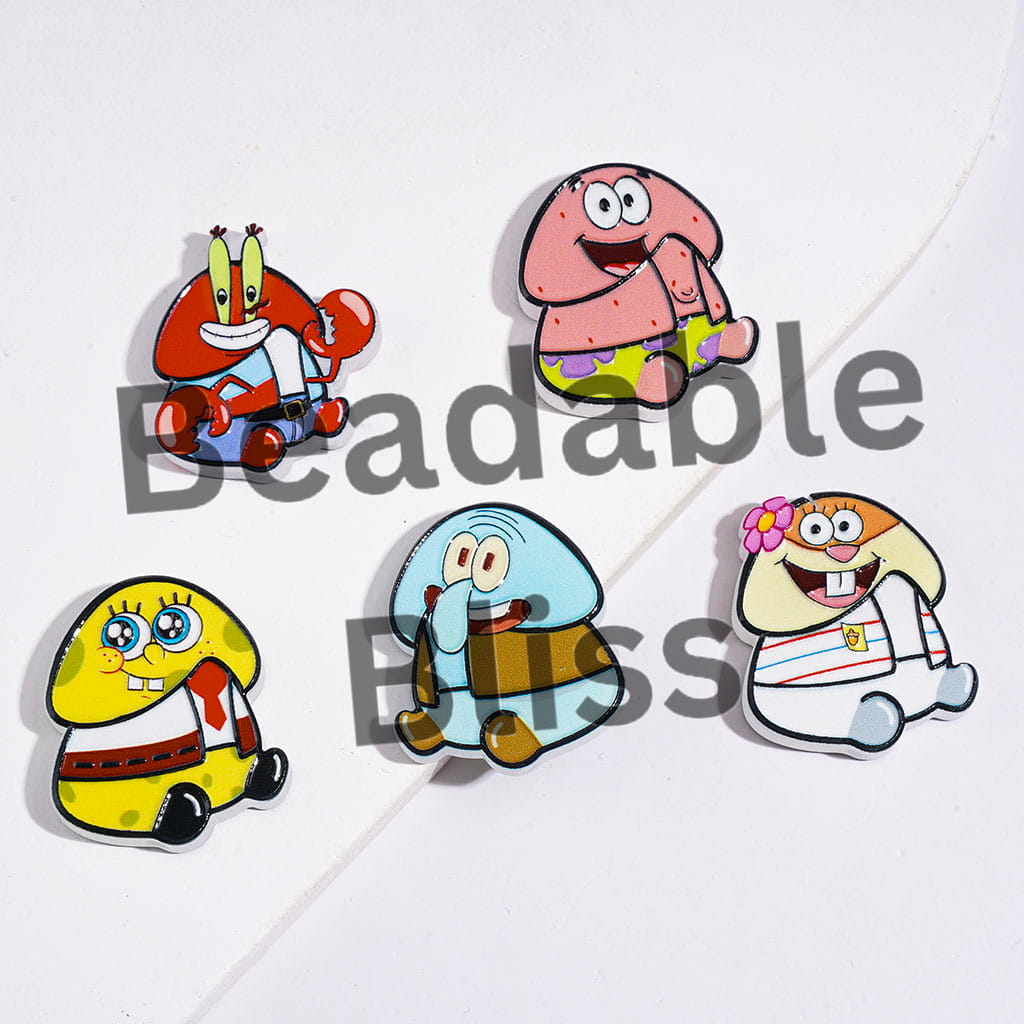 Acrylic Beads Baby Sponge Character in Man Exclusive Theme, Random Mix