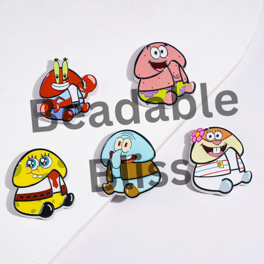 Acrylic Beads Baby Sponge Character in Man Exclusive Theme, Random Mix