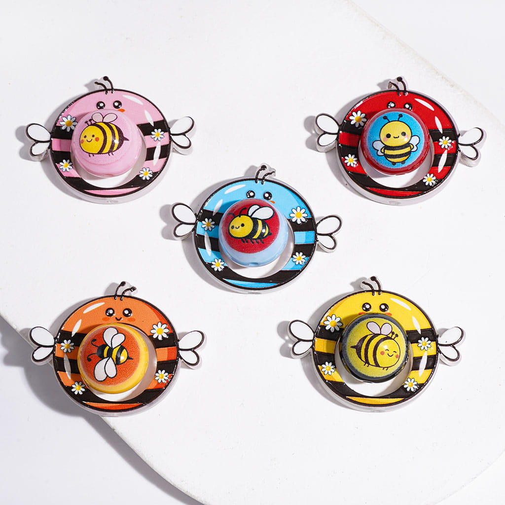 Bee Series Collection Set Acrylic Beads, Hollowed Round Shaped Frame and Round Beads, Multi-Color Random Mix (Please Read the Description)