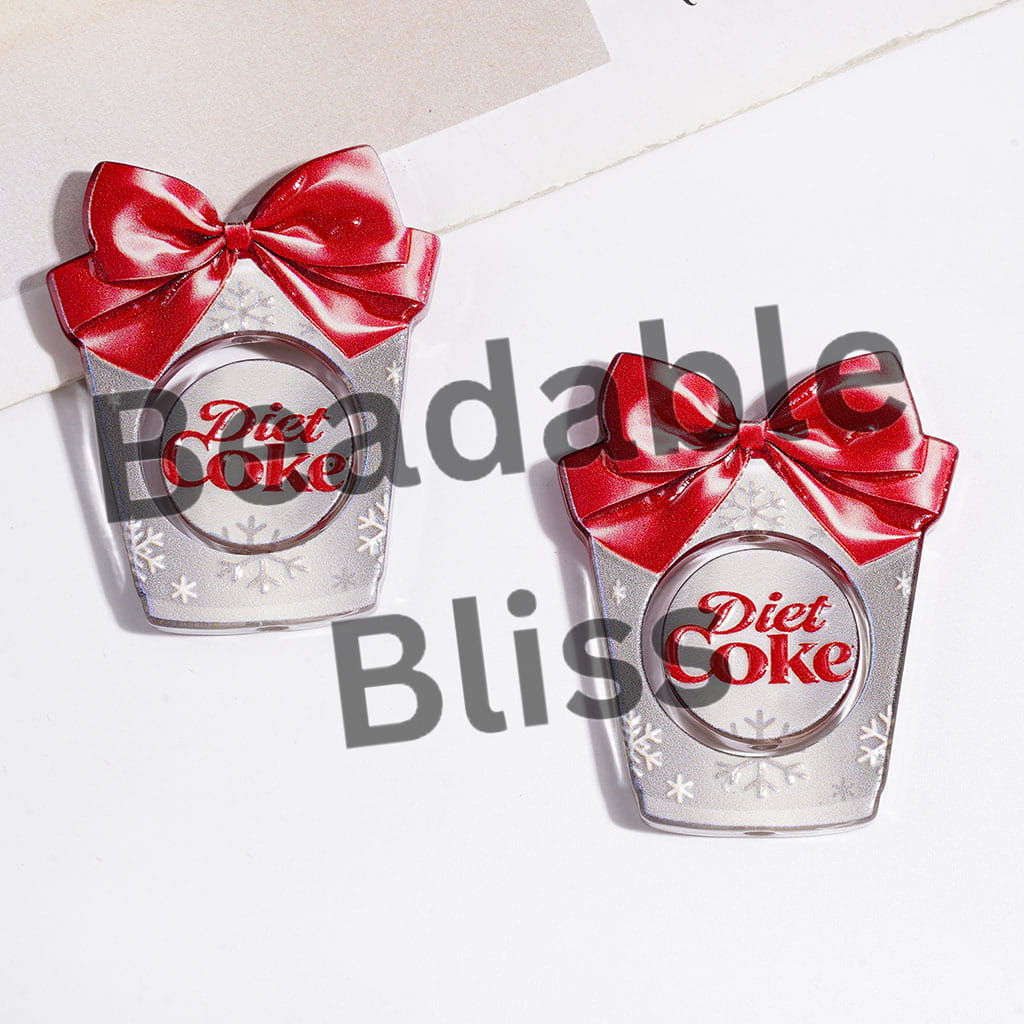 Hollowed Cup with Red Bowtie and Flat Round Piece Acrylic Beads, Semi-Clear (Please Read the Description)