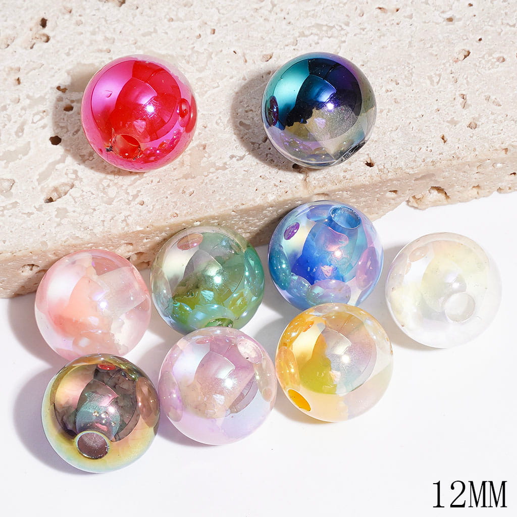 Acrylic Beads for DIY Bracelets & Necklets & Waist Chains with Abstract Cloud, UV Coating Process, 12MM, Semi-Clear, Random Mix
