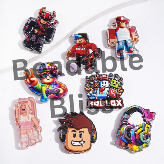 Sandbox Game Theme Acrylic Beads, Semi-Clear, Random Mix