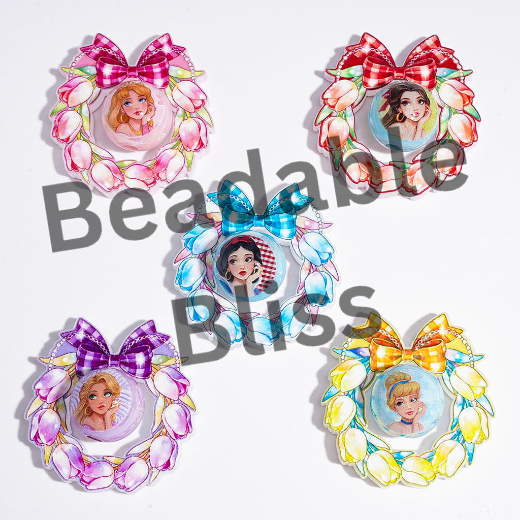 Acrylic Beads Princess Collection Set, Hollowed Garland and UV Finish Round Beads, Random Mix