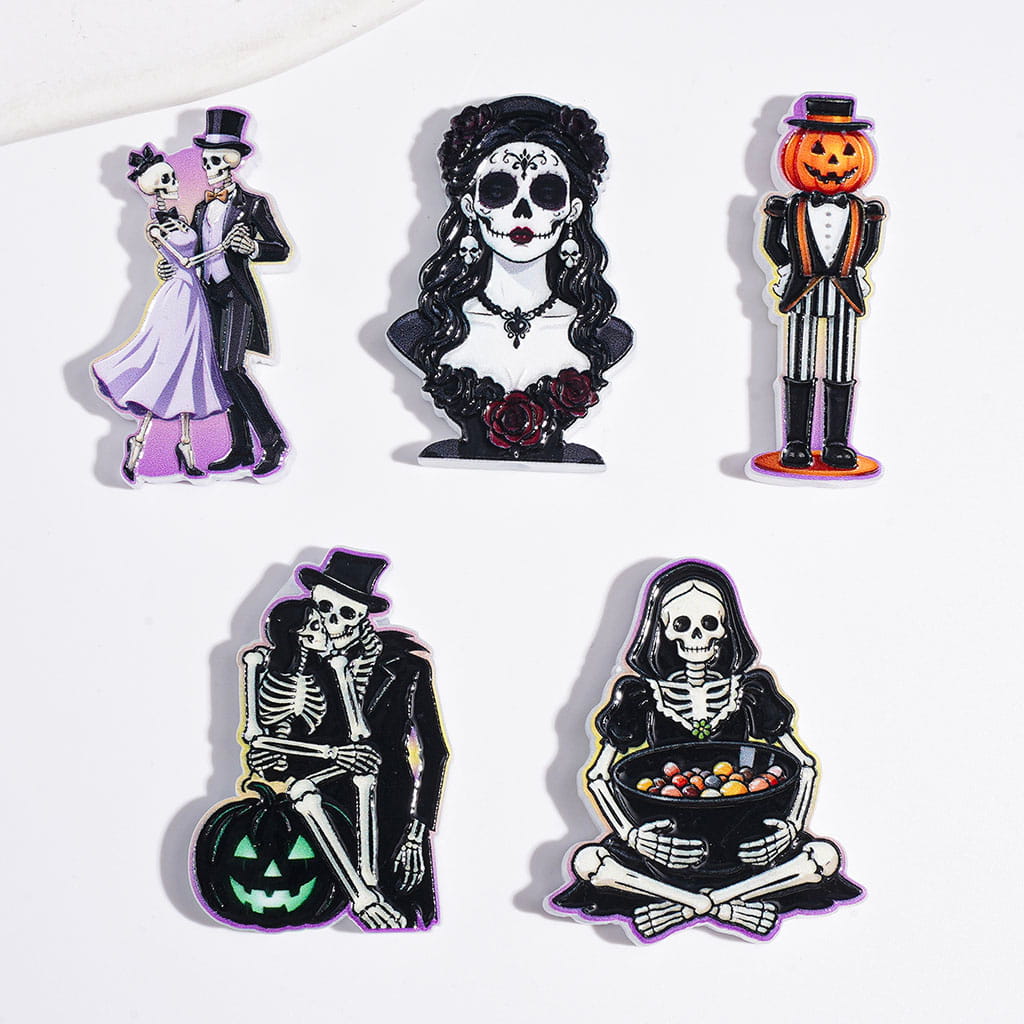 Acrylic Beads Skull Skeleton in Gothic Style, Random Mix