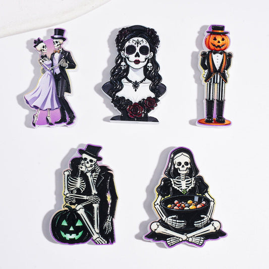 Acrylic Beads Skull Skeleton in Gothic Style, Random Mix