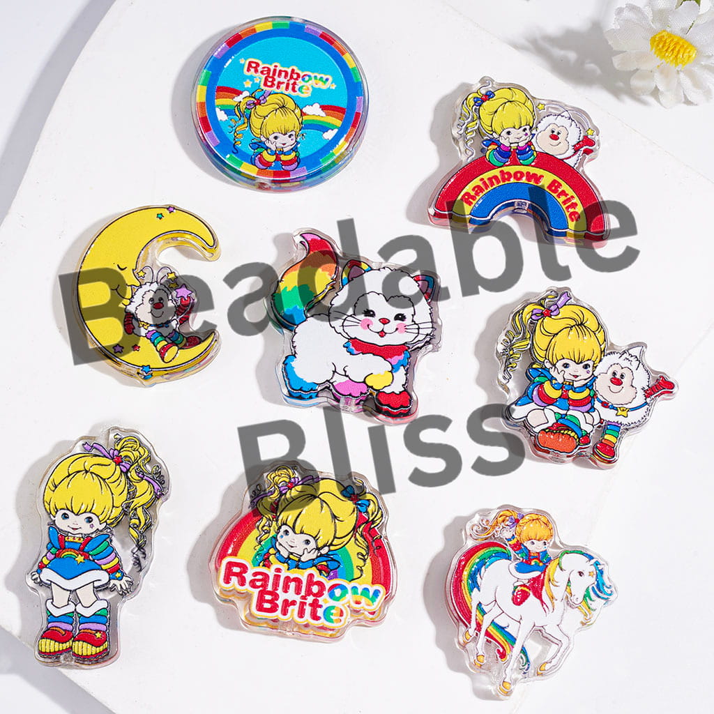 Semi-Clear Acrylic Beads Rainbow Girl Characters Series, Random Mix