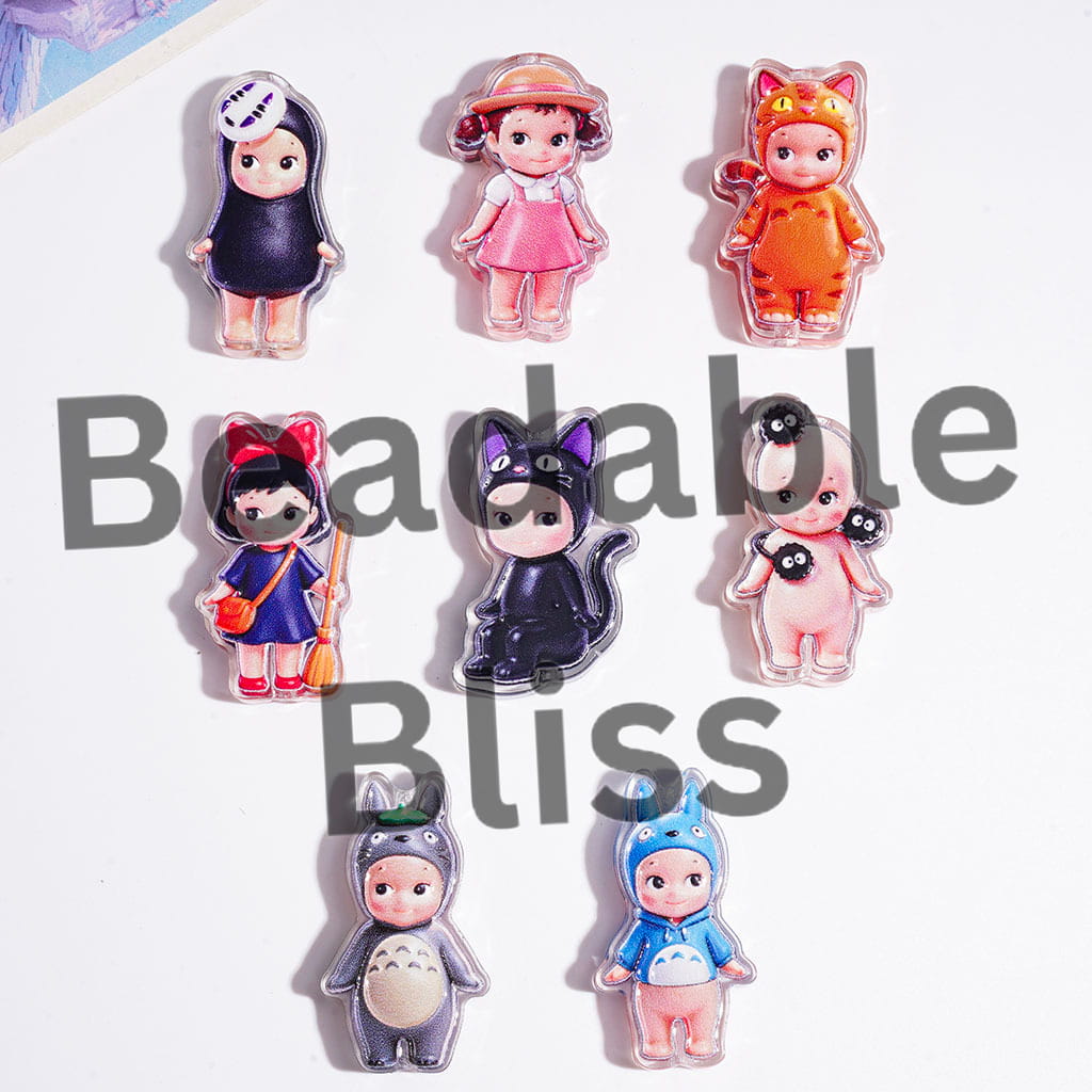 Acrylic Beads Angel Doll in Various Anime Character Costume, Semi-Clear, Random Mix