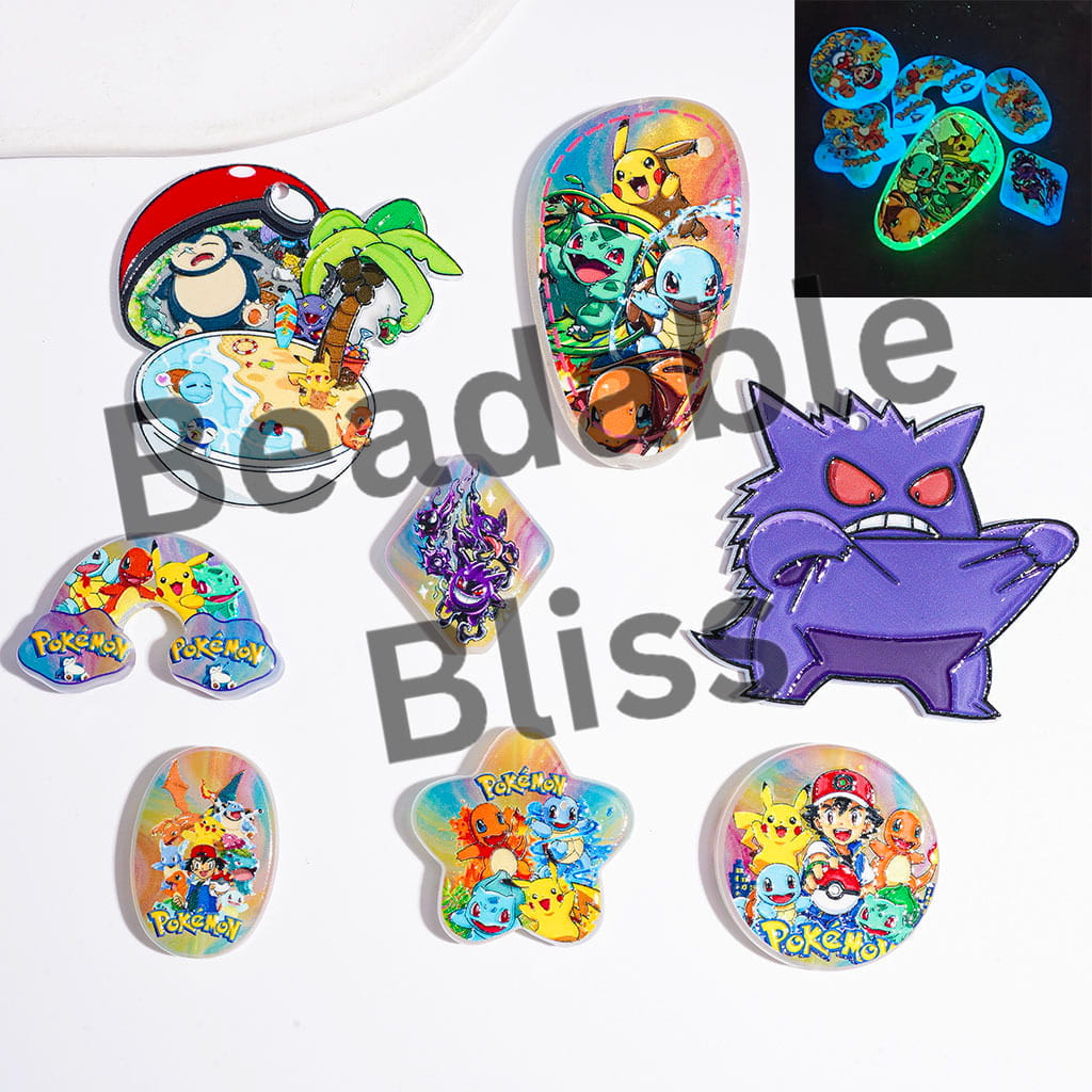 Acrylic Beads and Pendants Luminous Small Monster Character Series, Random Mix