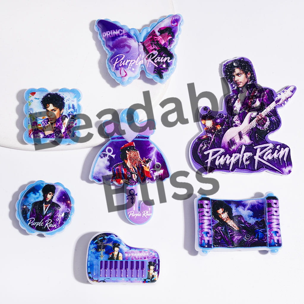 Acrylic Beads and Pendants Rock Singer in Purple Blue Series, Random Mix