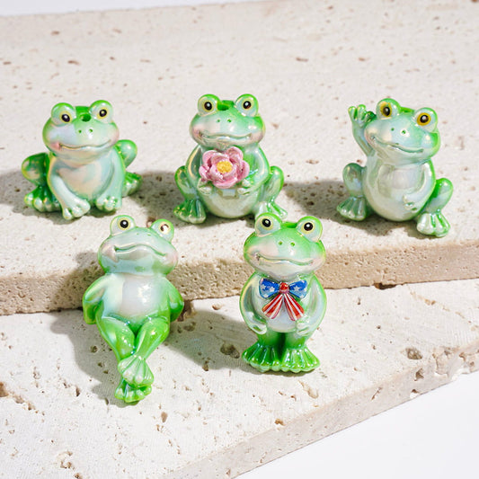 UV Coating Green Frog in Various Style Acrylic Beads, Random Mix