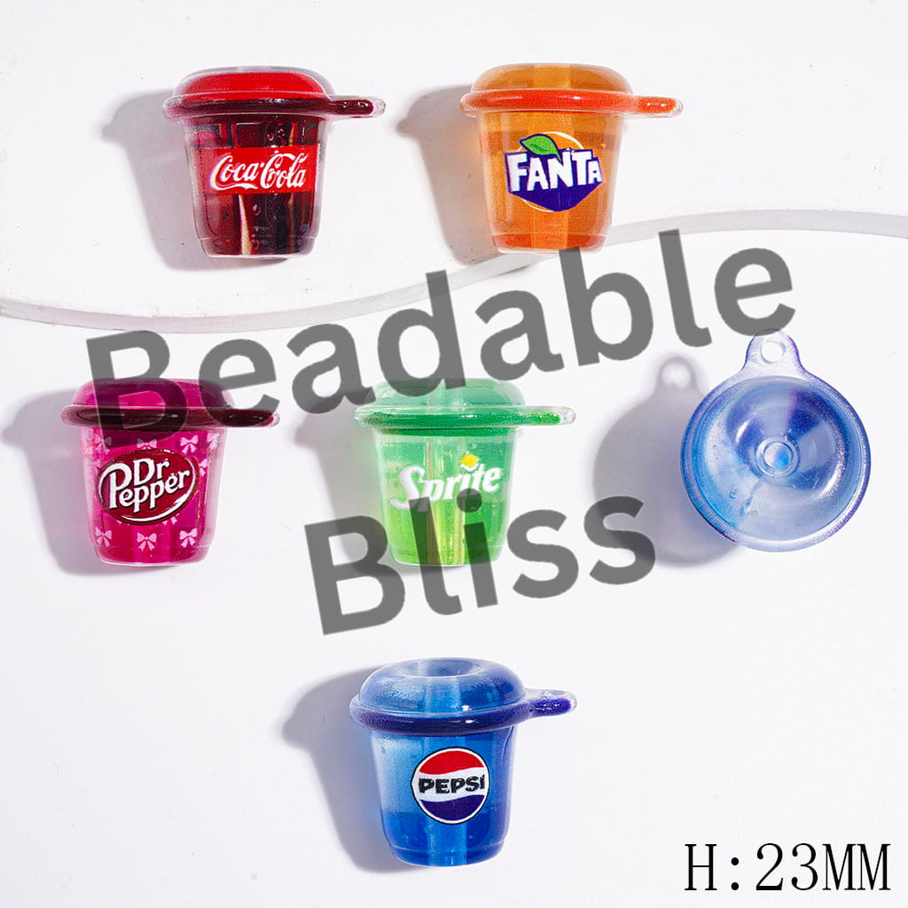 Soda Carbonated Soft Drinking Acrylic Beads for Charms or Pendants, Height 23MM, Semi-Clear, Random Mix