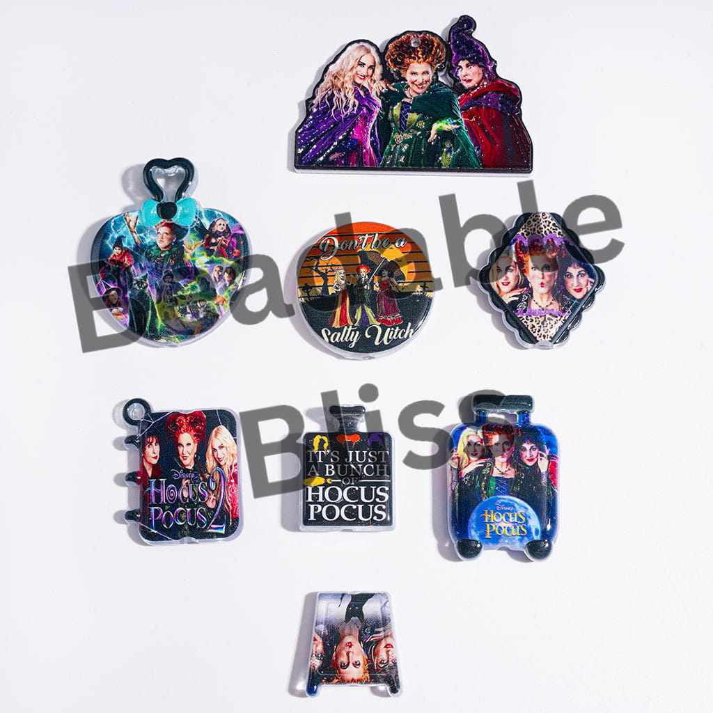 Acrylic Beads and Pendants Spooky Sisters Characters Series, Random Mix