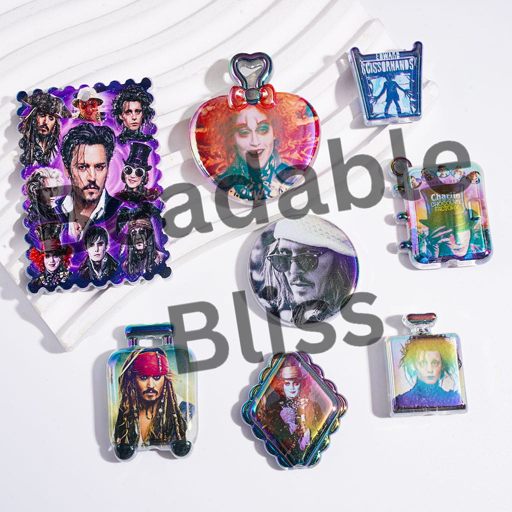 Acrylic Beads and Pendants Lonely Scissorhands Robot Character Series, UV Finish, Random Mix