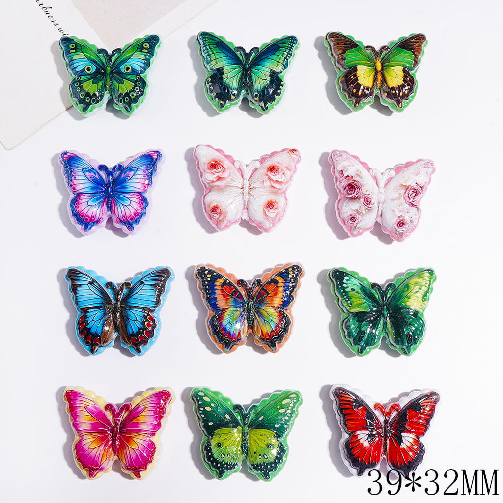 Vivid Butterfly Theme Acrylic Beads, 39*32MM, Various Colors, Random Mix