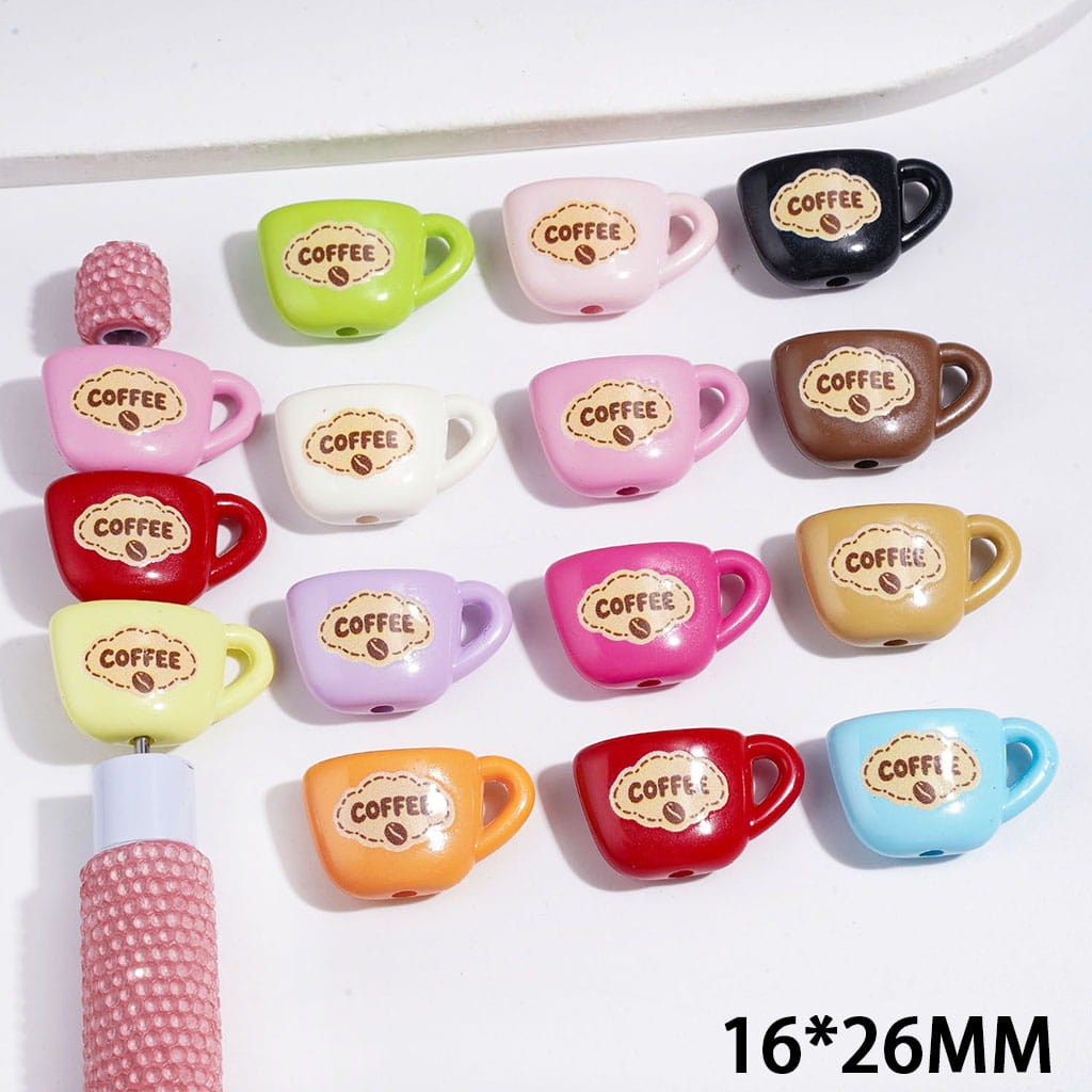 Acrylic Beads and Pendants Coffee Cup Series, 16*26MM Multi-Color Random Mix