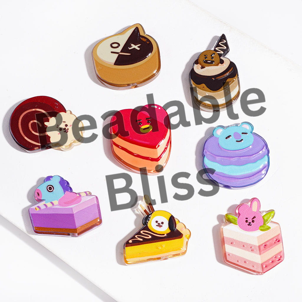Dessert Theme Acrylic Beads, Korea Boy Group Animal Image Character, Random Mix