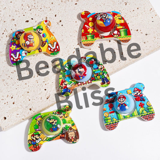 Hollowed Game Controller and Round Beads Acrylic Beads, Plumber Characters Prints, Random Mix