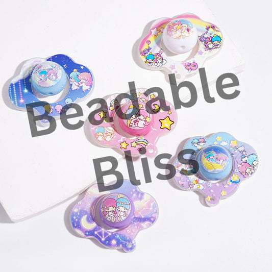 Twin Double Star Fairy Collection Set Acrylic Beads for Pendants, Hollowed Cloud and Round Beads, Random Mix