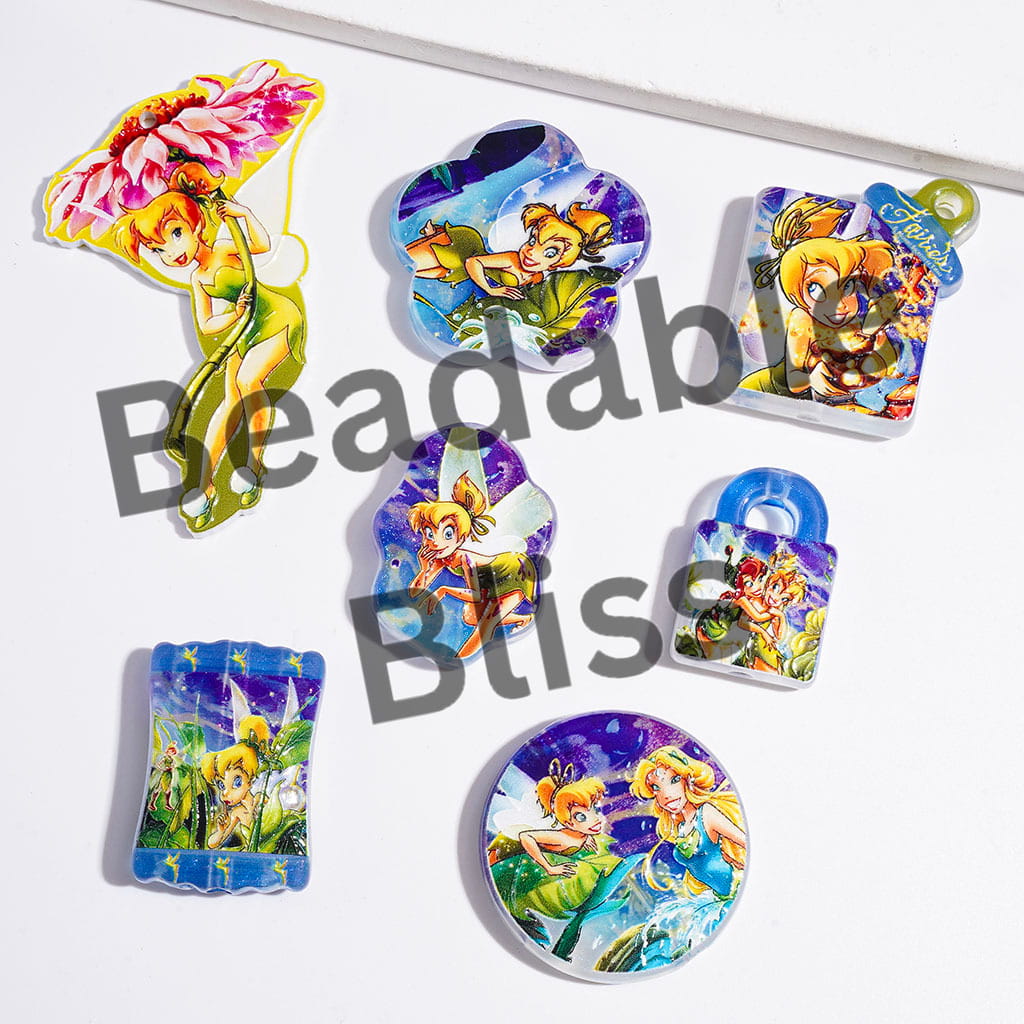Acrylic Beads and Pendants Flying Fairy Character Series, Random Mix