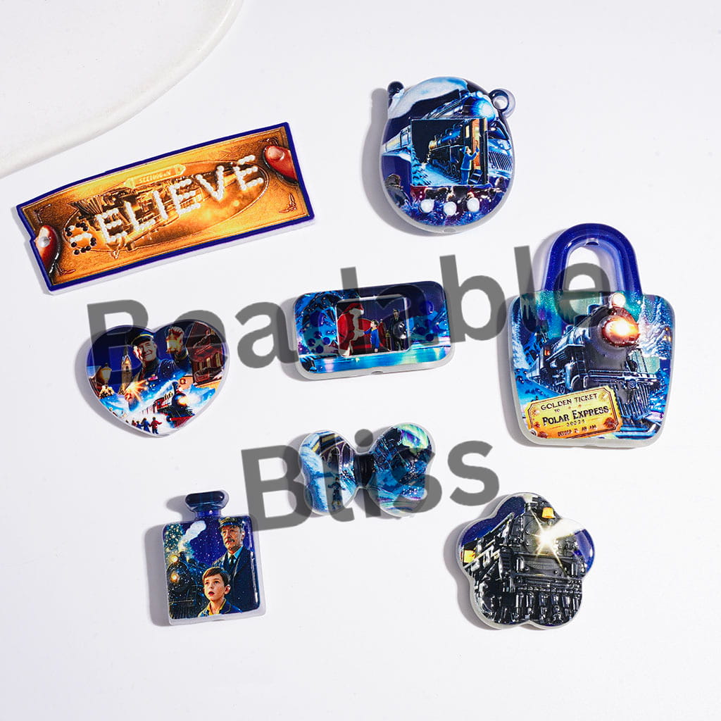 Acrylic Beads and Pendants Polar Express in Blue Series, Random Mix