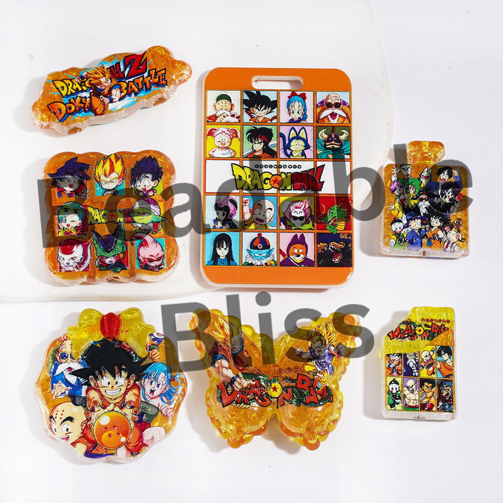 Kung Fu Animation Boy Character in Orange Yellow Series Acrylic Crackle Beads and Pendants, Random Mix