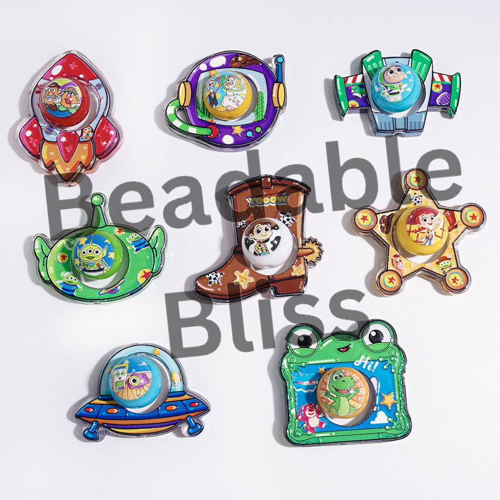 Acrylic Beads Toy Adventure Character Printed Series Collection Set, Semi-Clear, Random Mix (1 Set=2 Pieces)