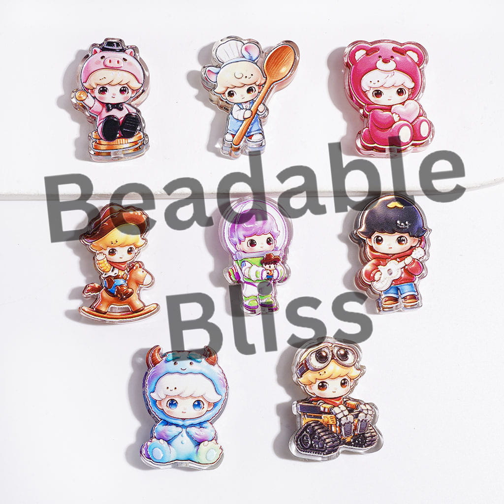 Various Style Cool Baby Boy Doll Series Acrylic Beads, Translucence, Random Mix
