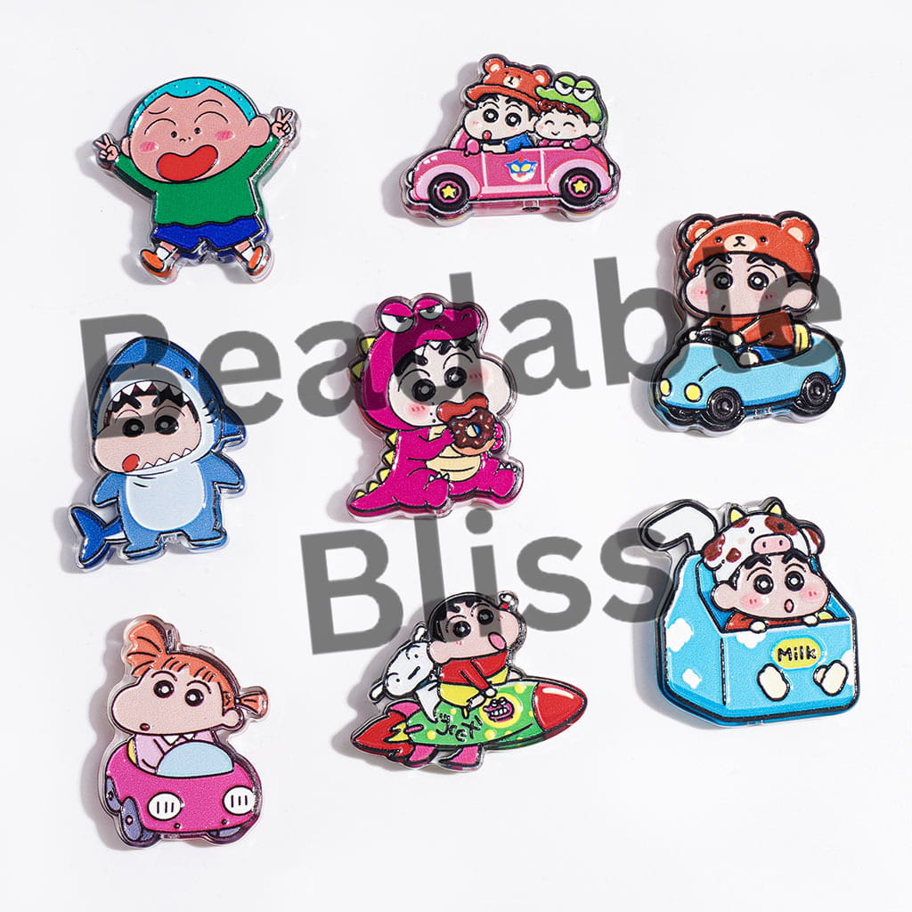 Translucent Japanese Anime Funny Boy Character Series Acrylic Beads, Random Mix