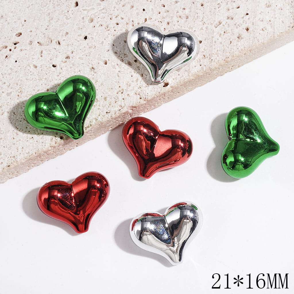 Acrylic Beads Metallic Finish Peach Heart, 21*16MM, Multi-Color Random Mix (Can't Used for the Pen)